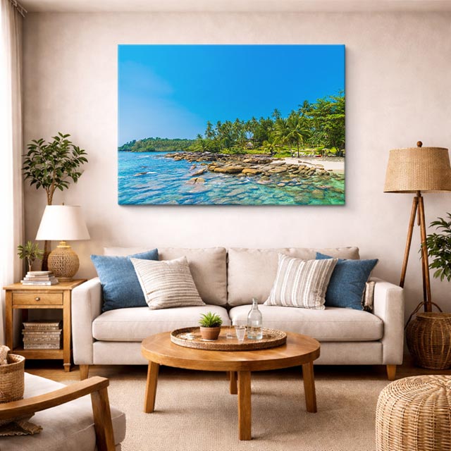 cuadro canvas mar y playa playa tropical palmeras costa horizontal