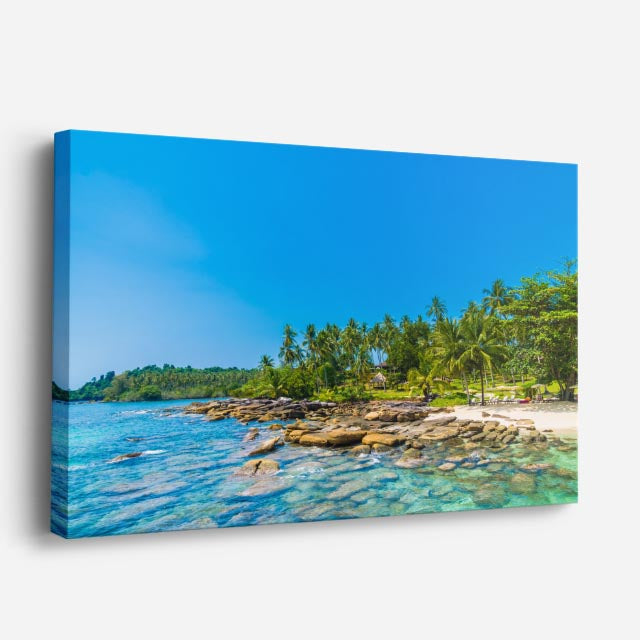cuadro canvas mar y playa playa tropical palmeras costa horizontal
