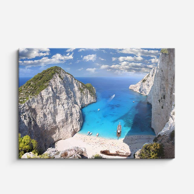 cuadro canvas mar y playa acantilado playa turquesa grecia horizontal