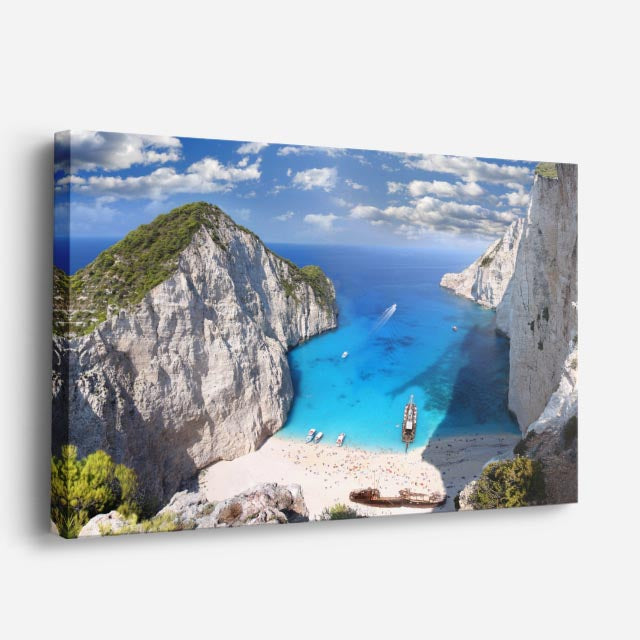 cuadro canvas mar y playa acantilado playa turquesa grecia horizontal