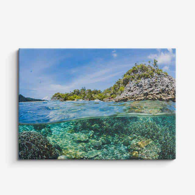 cuadro canvas mar y playa acantilados verdes mar turquesa horizontal