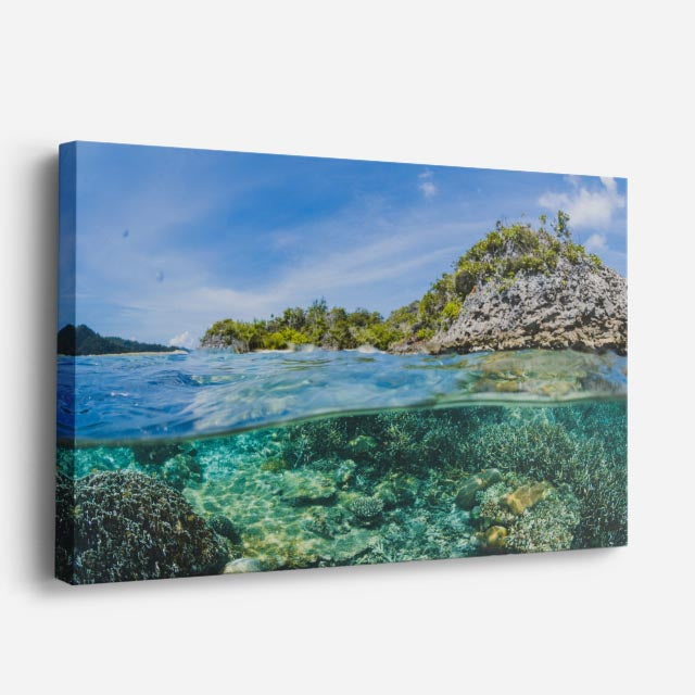 cuadro canvas mar y playa acantilados verdes mar turquesa horizontal