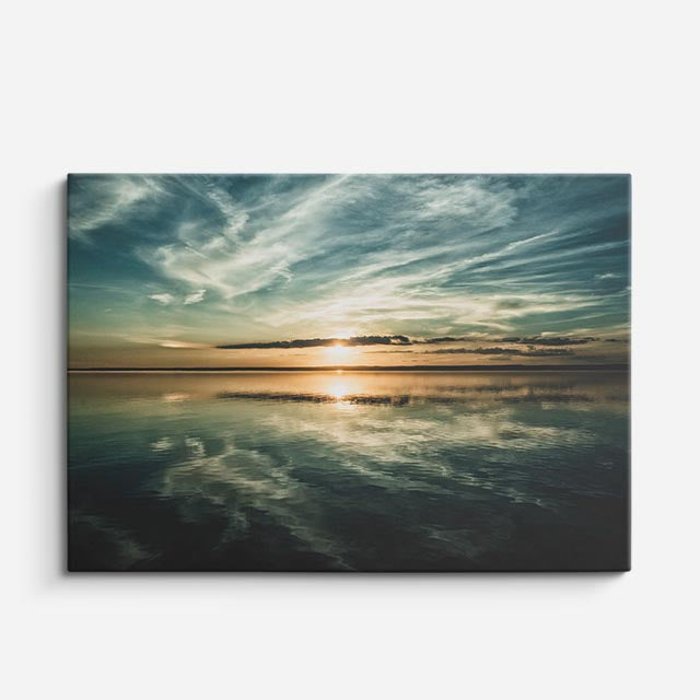 cuadro canvas mar y playa mar calmo atardecer suave horizontal