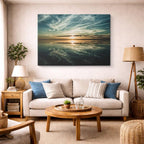 cuadro canvas mar y playa mar calmo atardecer suave horizontal