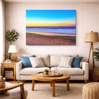 cuadro canvas mar y playa playa atardecer azul amarillo horizontal