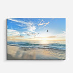 cuadro canvas mar y playa playa aves atardecer suave horizontal