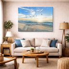 cuadro canvas mar y playa playa aves atardecer suave horizontal