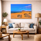 cuadro canvas mar y playa playa arena volcánica naranja horizontal