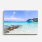 cuadro canvas mar y playa bote playa turquesa tropical horizontal