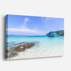 cuadro canvas mar y playa bote playa turquesa tropical horizontal