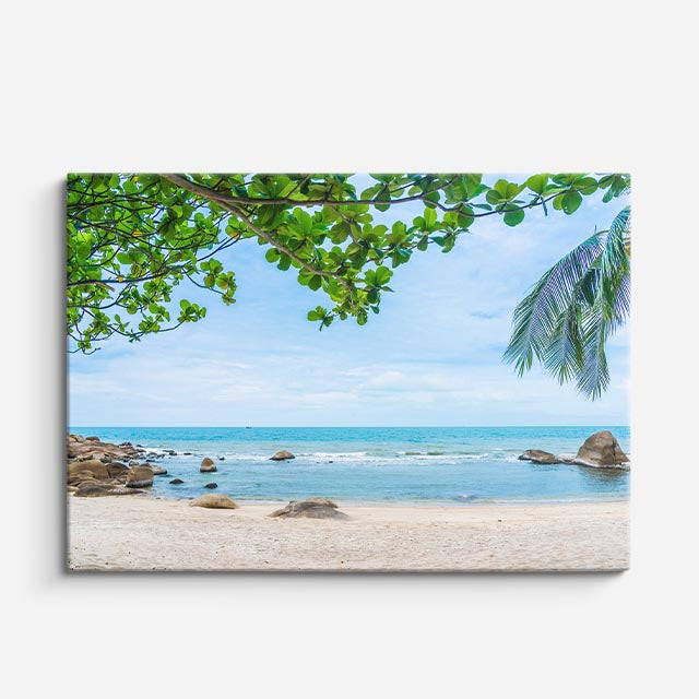cuadro canvas mar y playa playa rocas turquesa tranquila horizontal