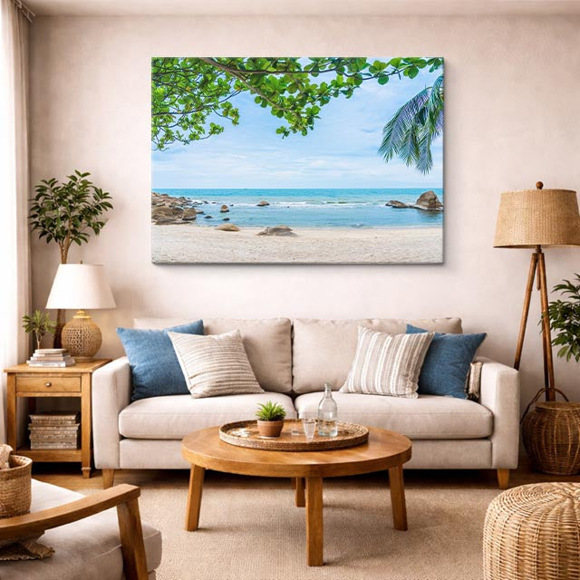 cuadro canvas mar y playa playa rocas turquesa tranquila horizontal