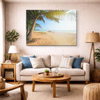 cuadro canvas mar y playa playa palmera hamaca tranquila horizontal