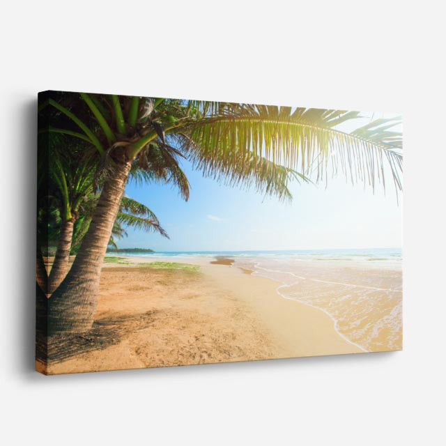 cuadro canvas mar y playa playa palmera hamaca tranquila horizontal