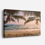 cuadro canvas mar y playa palmeras playa arena dorada horizontal