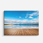 cuadro canvas mar y playa muelle madera mar calmo cielo horizontal