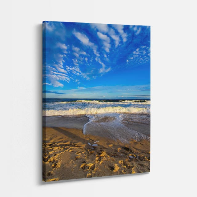 cuadro canvas mar y playa playa arena olas cielo azul vertical