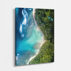 cuadro canvas mar y playa costa turquesa vista aérea selva vertical