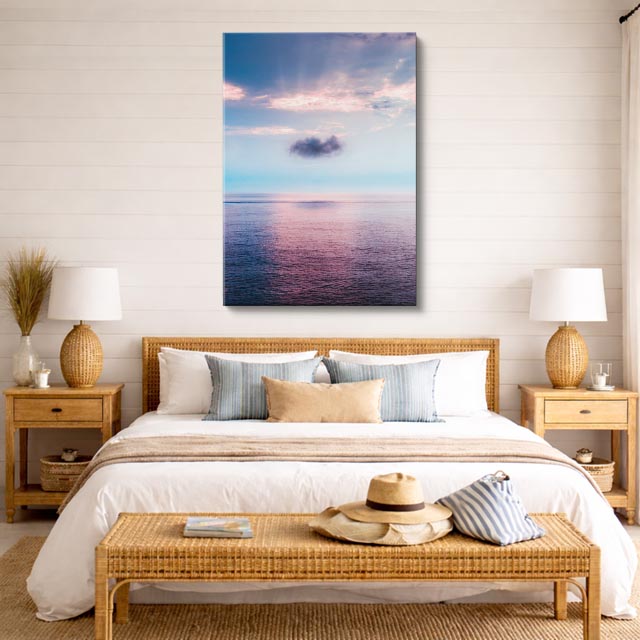 cuadro canvas mar y playa mar rosa horizonte suave vertical