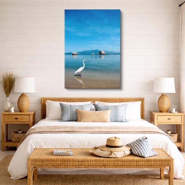 cuadro canvas mar y playa garza blanca playa tranquila vertical