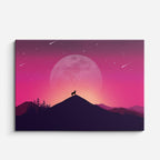 cuadro canvas paisajes digitales montaña rosa luna ciervo silueta horizontal