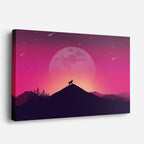 cuadro canvas paisajes digitales montaña rosa luna ciervo silueta horizontal