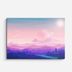 cuadro canvas paisajes digitales montañas rosas niebla suave horizontal