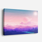 cuadro canvas paisajes digitales montañas rosas niebla suave horizontal
