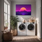 cuadro canvas paisajes digitales montañas moradas sol neon horizontal