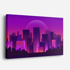 cuadro canvas paisajes digitales ciudad neon morada noche horizontal