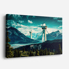 cuadro canvas paisajes digitales montañas teal vista puente horizontal