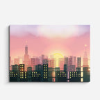 cuadro canvas paisajes digitales ciudad naranja sol grande horizontal