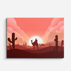 cuadro canvas paisajes digitales desierto camello sol cactus horizontal