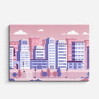 cuadro canvas paisajes digitales ciudad rosa pastel moderna horizontal