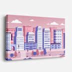 cuadro canvas paisajes digitales ciudad rosa pastel moderna horizontal