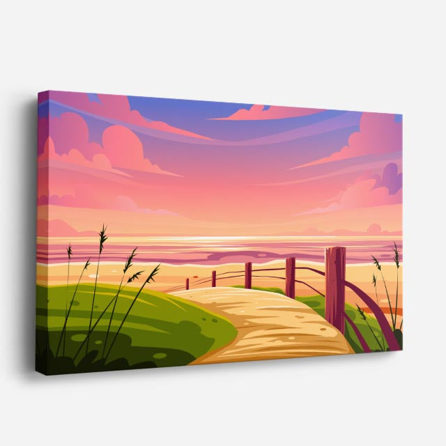 cuadro canvas paisajes digitales pradera verde lago suave horizontal