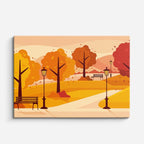 cuadro canvas paisajes digitales parque otoñal árboles naranja horizontal