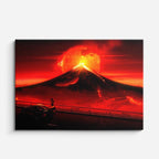 cuadro canvas paisajes digitales volcán rojo erupción dramática horizontal