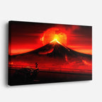cuadro canvas paisajes digitales volcán rojo erupción dramática horizontal