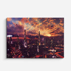 cuadro canvas paisajes digitales ciudad otoñal noche dramática horizontal