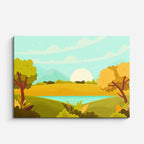 cuadro canvas paisajes digitales valle verde lago suave horizontal