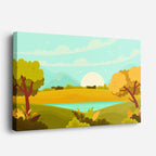 cuadro canvas paisajes digitales valle verde lago suave horizontal