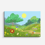 cuadro canvas paisajes digitales pradera verde flores sol horizontal