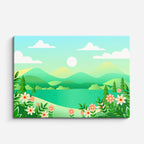 cuadro canvas paisajes digitales pradera verde flores molino horizontal