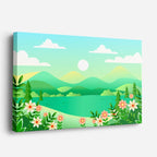 cuadro canvas paisajes digitales pradera verde flores molino horizontal