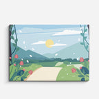 cuadro canvas paisajes digitales pradera verde flores montañas horizontal