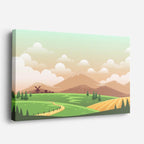 cuadro canvas paisajes digitales campos verdes molino montañas horizontal