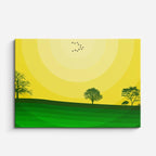 cuadro canvas paisajes digitales pradera verde sol árbol horizontal
