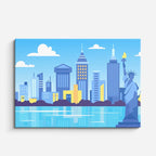 cuadro canvas paisajes digitales new york ilustración azul horizontal