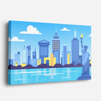cuadro canvas paisajes digitales new york ilustración azul horizontal